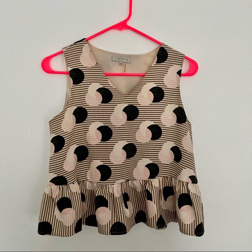 Retro Polka Dot Cropped Peplum Tank